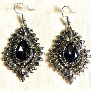 Paparazzi Silver Tone Hematite Rhinestone Mediterranean Earrings